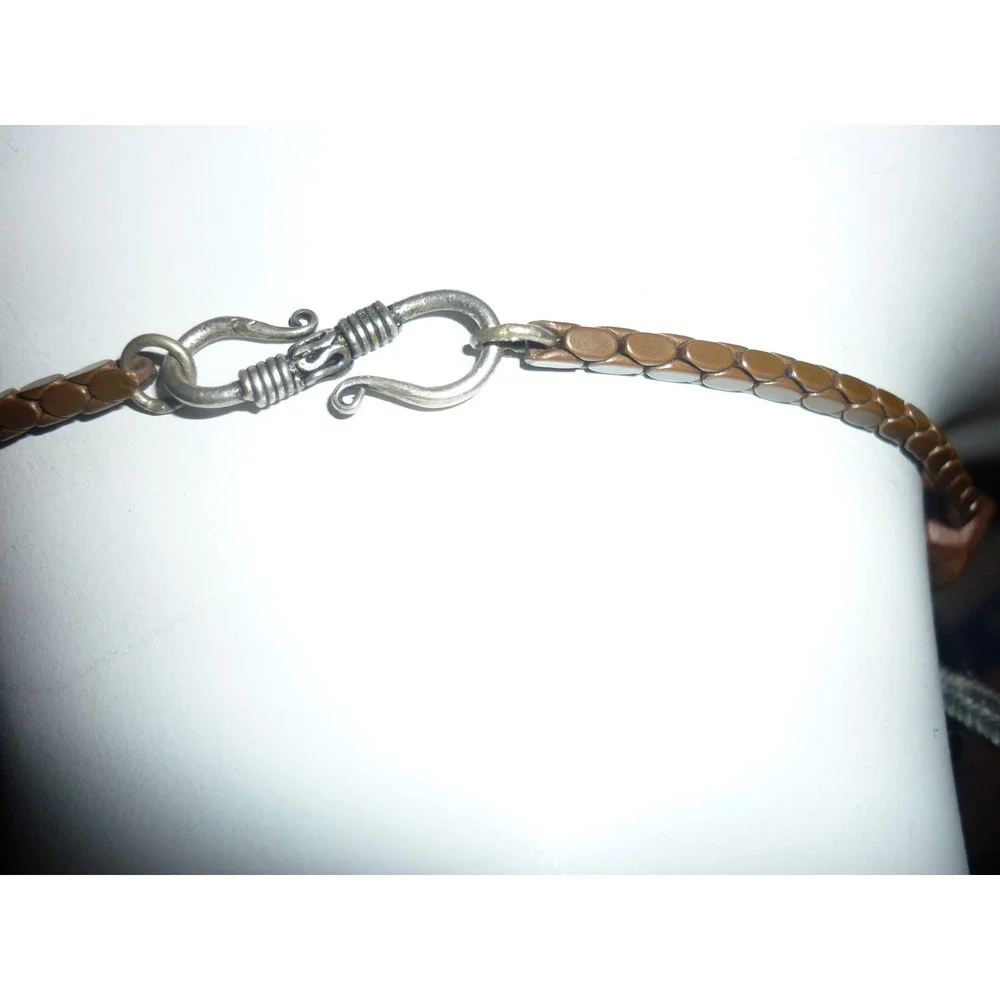 Chunky Beaded Necklace Wood Stone Glass Silver Tone S-Hook Clasp Brown Black 17